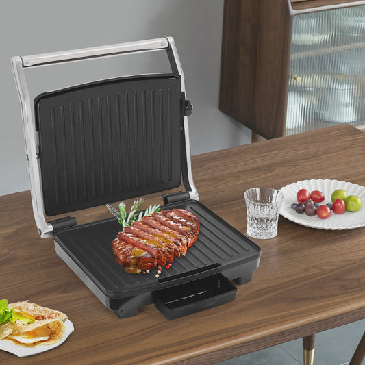 Contact Grill Elektrisch - 2000W Grillplaat met Anti-aanbaklaag & Verstelbare Temperatuur