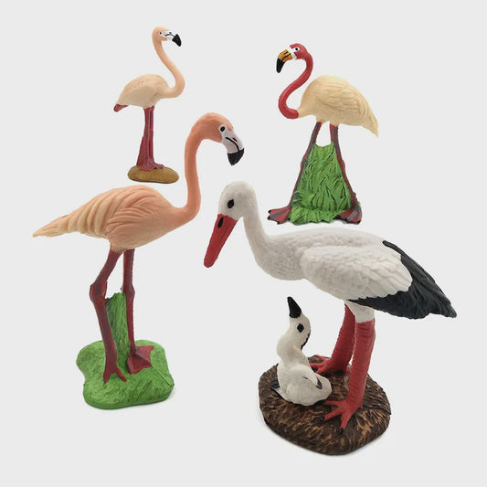 Miniatuur Flamingo & Kraanvogel Beeldjes - Decoratieve Tuin- en Huisdecoratie