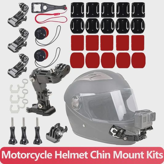 Motorhelm Mount Kit voor GoPro, SJCAM, AKASO, Insta360 - Kin, Zijkant, Top