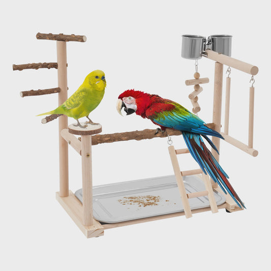 Houten Vogel Speeltoren met Ladder, Schommel en Voerbakjes