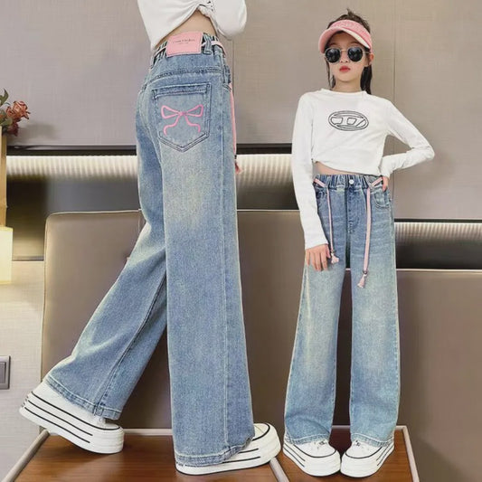 Stoere Wijde Jeans voor Meisjes - Comfortabele Streetwear Kinderbroek
