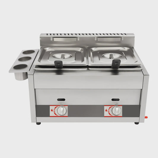 Professionele Dubbele Gas Frituurpan 12.68Qt met Dubbele Temperatuurregeling - Hoge Capaciteit