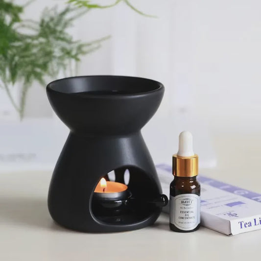 Handgemaakte 2-in-1 Keramische Oliebrander & Nachtlampje voor Essentiële Oliën, Yoga en Spa