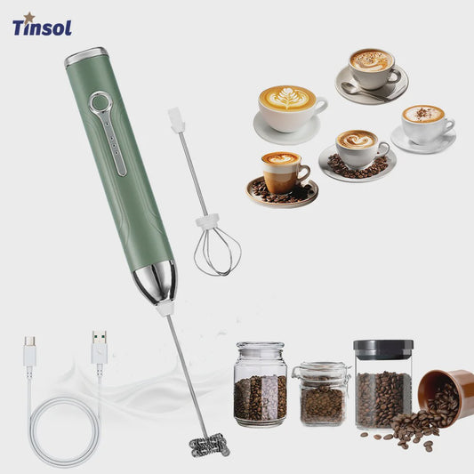 Draadloze Oplaadbare Mini Milk Frother & Koffie Opschuimer - 3 Snelheden, USB-C