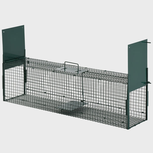 Pawut trap live Cage catch x 25x28 cm wedge trap for Marten Rats Mouse-2 entries + handle-metal Green