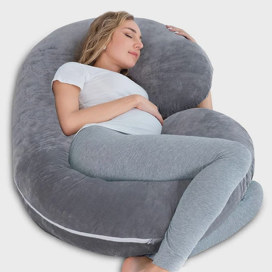Zwangerschapskussen C-vorm - Comfortabel Zijslaper Kussen voor Zwangere Vrouwen (Grijs)