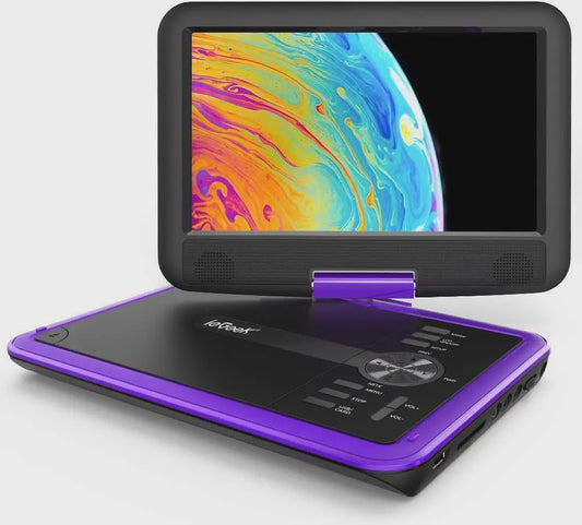 IeGeek Draagbare DVD Speler 11.5 inch met 9.5 inch HD Scherm - Paars, 5 Uur Batterij, USB/SD, TV Sync - Ideaal voor Kinderen en Reizen