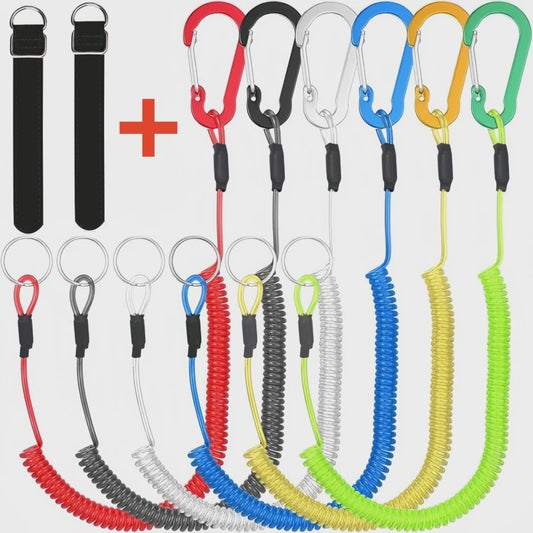 2 Meter Visco Lanyard met Hengelband - Intrekbaar Anti-Verlies Koord met Karabijnhaak
