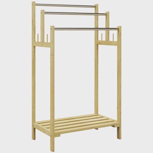 Bamboe Handdoekladder met Plank en Haken - 50.5x31x90 cm