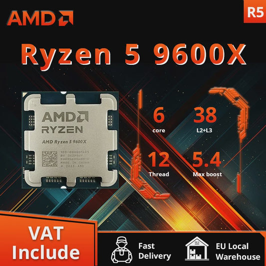 AMD Ryzen 5 9600X Processor - 6 Cores, 12 Threads, 5.4GHz Boost, AM5 Socket
