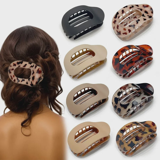 Moderne Ovalen Haarklem met Luipaardprint - Stijlvolle Acryl Haarclip voor Dames