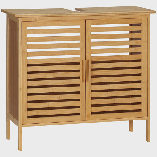 Bamboe Onderbouwmeubel voor Wastafel - 2 Deuren - 66x29 cm