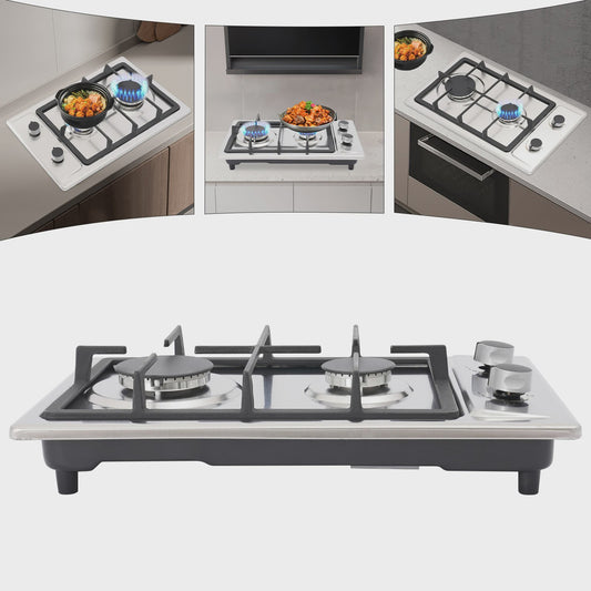 RVS Gasfornuis met 2 Pits, Automatische Ontsteking en Drukregelaar - Keuken