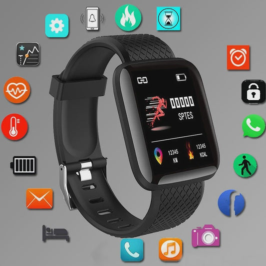 Smartwatch voor Heren & Dames: Fitness Tracker, Bericht Notificaties & Meer - Elektronisch Polshorloge