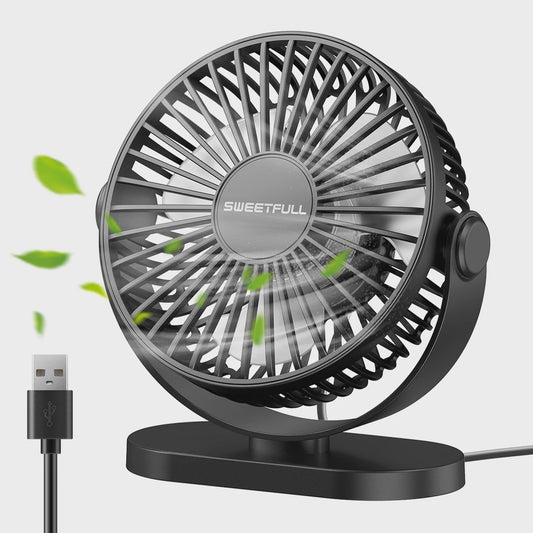 Draagbare USB Mini Ventilator - Stille 3-Snelheden Koeler voor Bureau, Kantoor & Buiten
