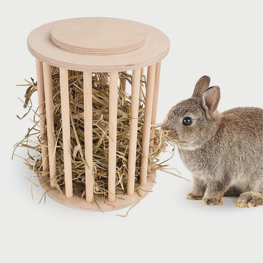Houten Hooibak met Deksel voor Konijnen en Kleine Huisdieren