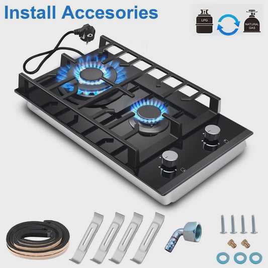 TopStrong 2-pits Gaskookplaat met Keramisch Glas - Aardgas & Propaan