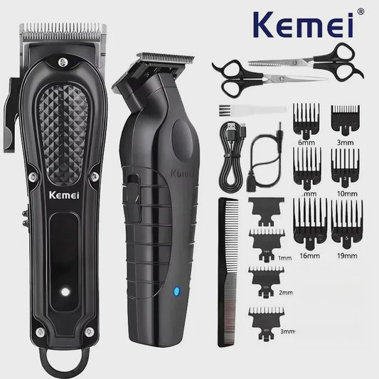 Kemei Professionele Draadloze Baardtrimmer & Tondeuse Set KM-1071/KM-2299