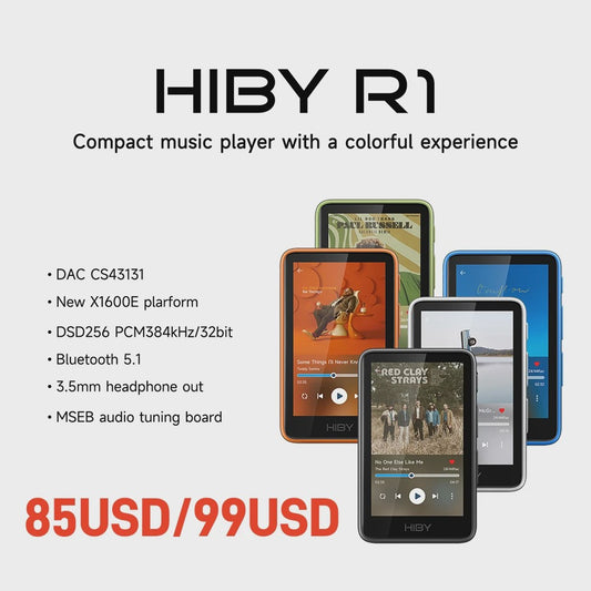 HiBy R1 HiFi Muziekspeler: Draagbare MP3-speler met DAC, Bluetooth 5.1 & WiFi