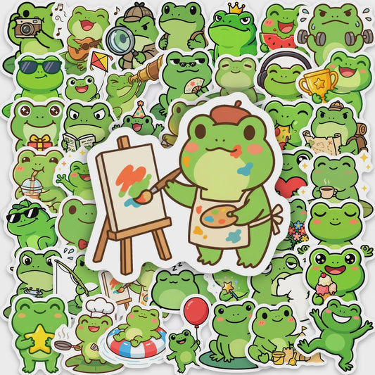 Leuke Kikker Stickers Set - 50-100 Stuks Cartoon Decoratie Decals voor Studenten, Laptops & Notebooks