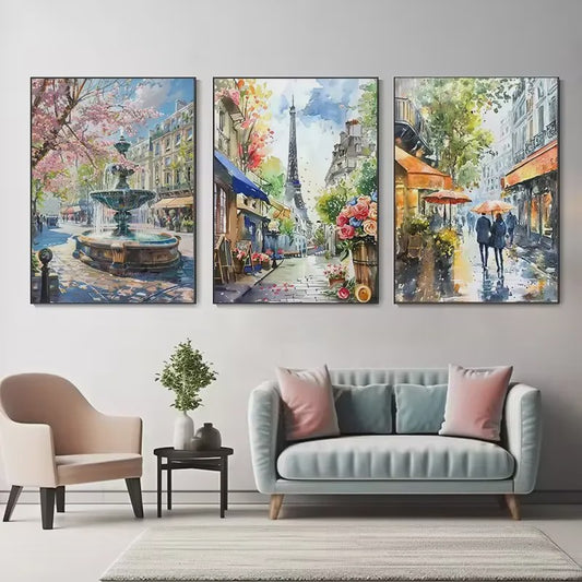Franse Parijse Stadsgezichten Aquarel Kunst Posters Canvas Prints Wanddecoratie