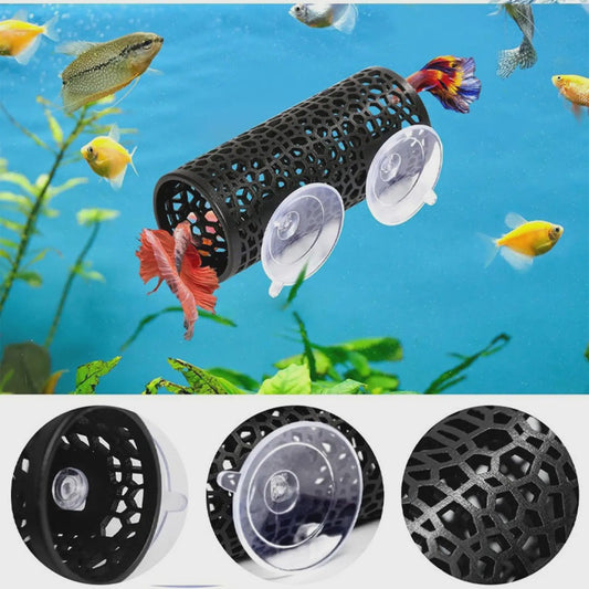Betta Vis Schuilplaats Tunnel met Hangmat Bed - Aquarium Decoratie voor Kleine Vissen, Garnalen & Kreeftjes