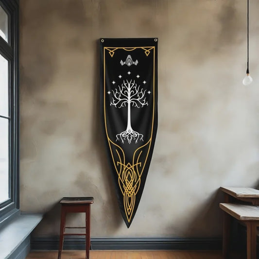 VIKAMA Elven Ring Vlag van Gondor - Middeleeuwse Wanddecoratie