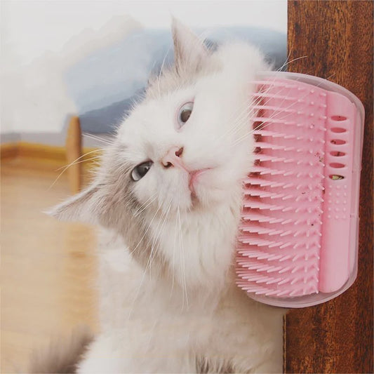 Zelfverzorgingsborstel voor Katten - Hoekkrabber met Kattenkruid voor Massage en Ontwollen