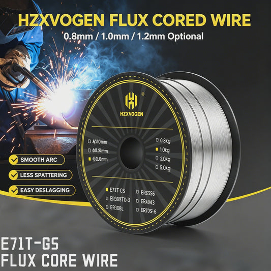 HZXVOGEN E71T-GS Flux Cored MIG Lasdraad 0.8mm 1KG - Zelfbeschermend, Gasloos, Lage Spatting, Makkelijke Slakverwijdering