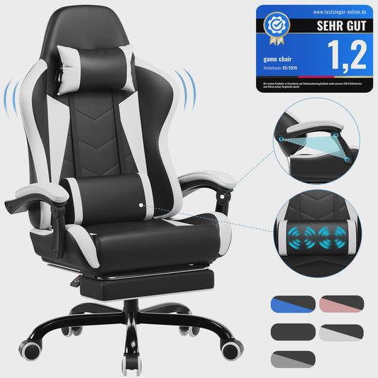 Ergonomische Gaming Stoel met Lendengezondheid Massage en Voetensteun – Verstelbaar voor Kantoor en Ontspanning