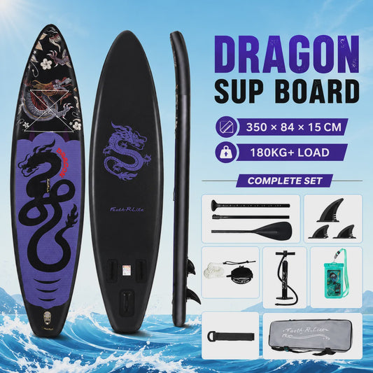 Feath-R-Lite Dragon Inflatable SUP Board 350cm - Compleet met Peddel, Pomp & Accessoires - 180kg Draagvermogen