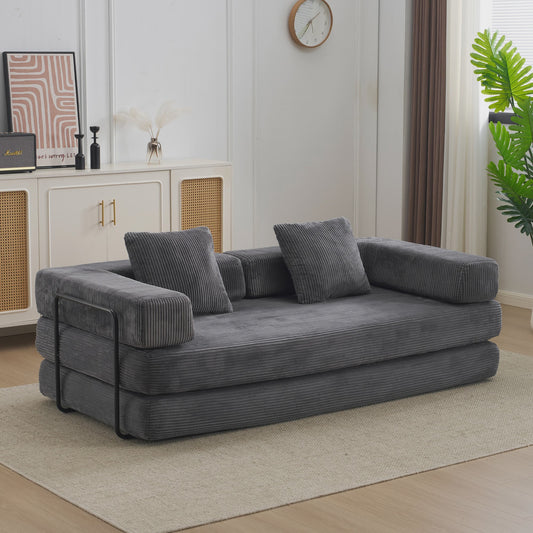 4-in-1 Opvouwbare Bank, Slaapbank met Corduroy Stof, Gastenbed, Hoge Dichtheid Schuim, Geen Montage