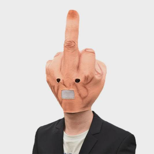 Grappig Middenvinger Masker - Latex Hoofddeksel voor Feestjes, Halloween & Pranks