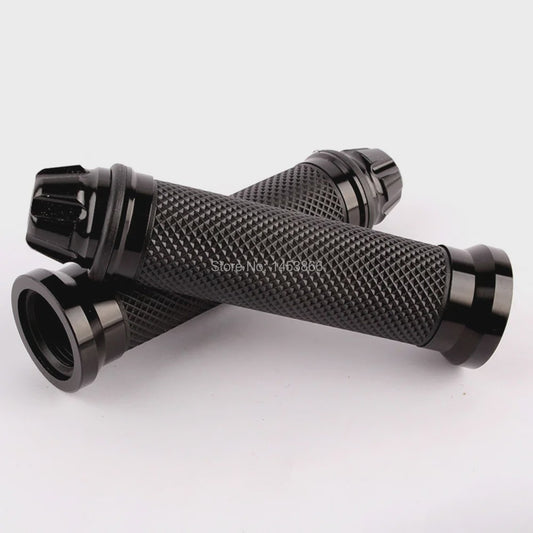 Zwarte Motor Handvatten 7/8'' (22mm) Universeel - Grips met Eindstukken voor Yamaha, Honda, Suzuki, Kawasaki
