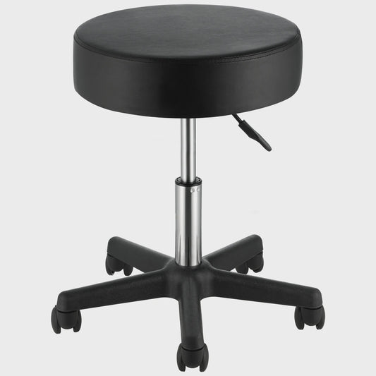 Verstelbare Zwarte Draaistoel met Wielen - 40cm Diameter