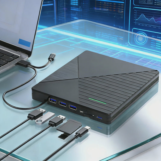 Externe CD/DVD RW Brander & Lezer - 7-in-1 USB-C & USB 3.0 Drive voor PC/Laptop