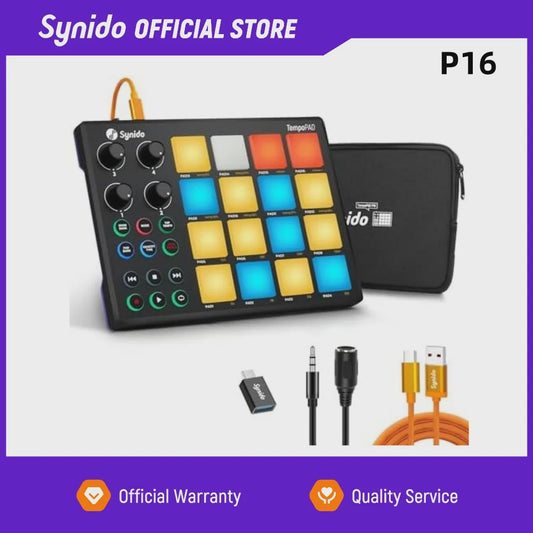 Synido TempoPAD P16 MIDI Controller: Draagbare Beat Maker Machine voor Muziekproductie