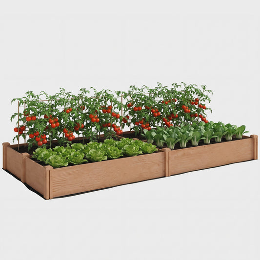 Outsunny Verhoogd Houten Bed voor Groenten & Kruiden - 234x25 cm - 4 Vakken