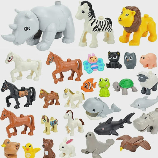 Grote Bouwstenen Dierenpark & Boerderij Figuren - Compatibel met Duplo