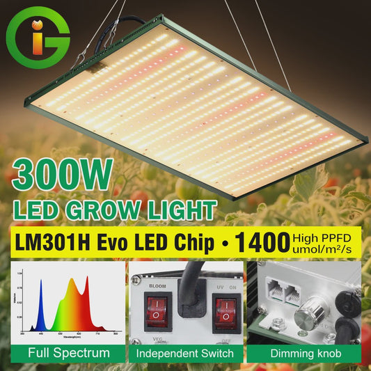 300W Full Spectrum LED Groeilamp met UV/Rood Licht - Dimbare Phytolamp voor Kassen