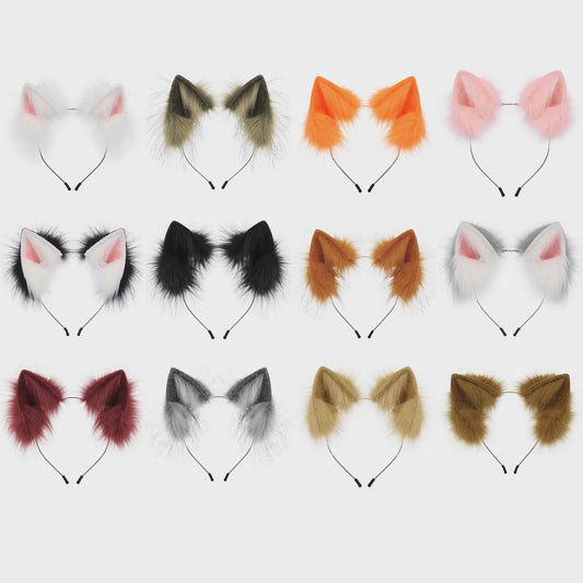 Handgemaakte Pluizige Dierenoren Hoofdband - Kat & Vos Oortjes voor Cosplay & Feest