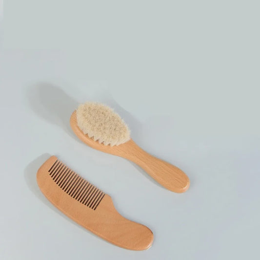 Babyset: Houten Babyborstel en Kam - Zacht voor de Babyhuid