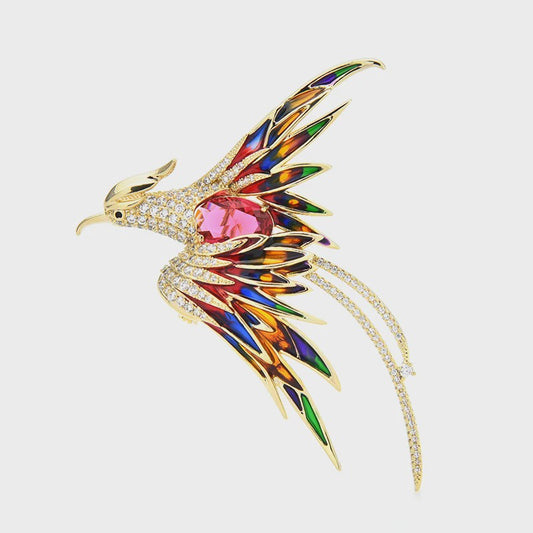 Prachtige Kristallen Feniks Broche - Luxe Dieren Speld voor Dames en Heren