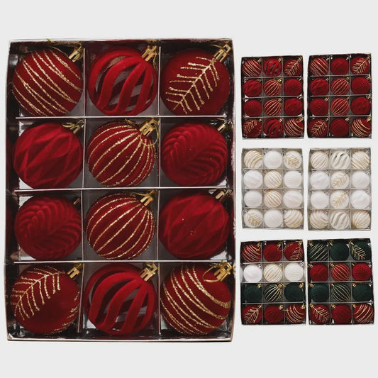 Kerstballen 6cm - Set van 12/16 Stuks - Wijnrood & Goud - Fluweelzacht & Feestelijk