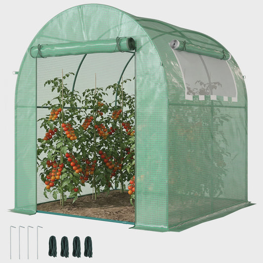 Outsunny Kweekkas 180x180x200 cm met Roldeur en Mesh Raam