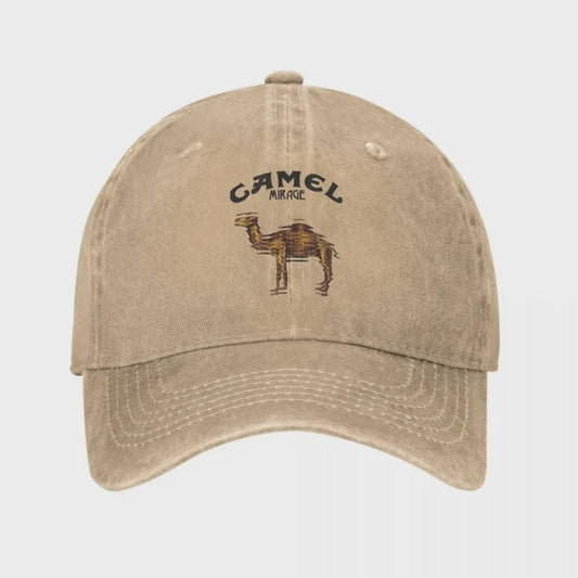 Vintage Trucker Cap met Camel Print - Verstelbaar en Washed Look