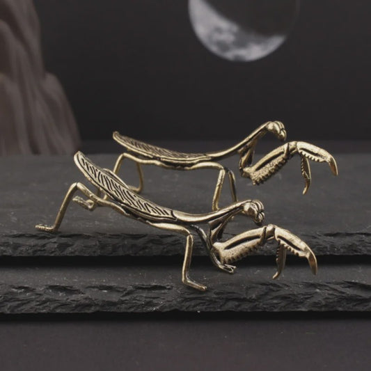 Miniatuur Koperen Insect Beeldjes: Bidsprinkhaan, Libelle, Bij & Krekel - Feng Shui Decoratie