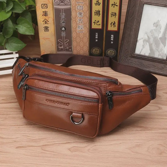 Luxe Leren Heuptas Heren - Retro Stijl Crossbody & Schoudertas