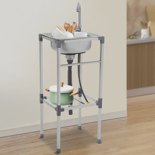 RVS Vrijstaande Spoelbak met 360° Draaibare Kraan - Keuken, Wasruimte, Commercieel