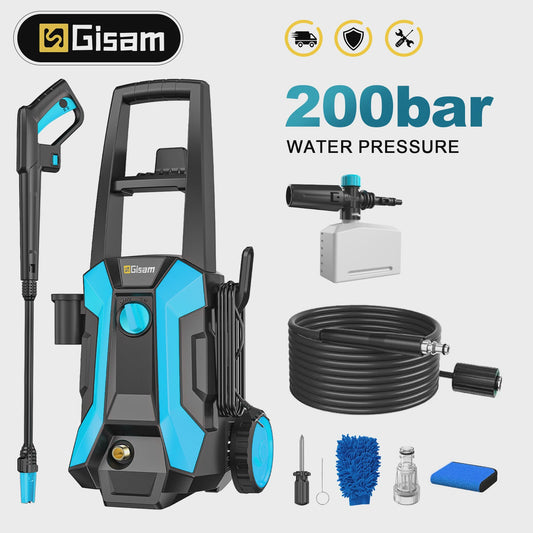 Gisam Hogedrukreiniger 200 Bar - 2200W Krachtige Watersproeier met 8m Slang
